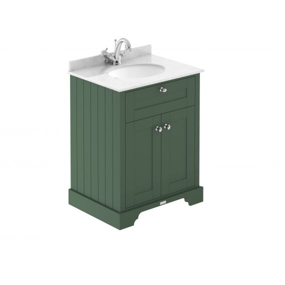 Hudson Reed 600mm Cabinet & Marble Top (1TH) Hunter Green LOF822