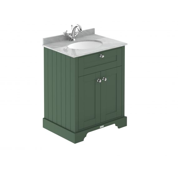 Hudson Reed 600mm Cabinet & Marble Top (1TH) Hunter Green LOF823