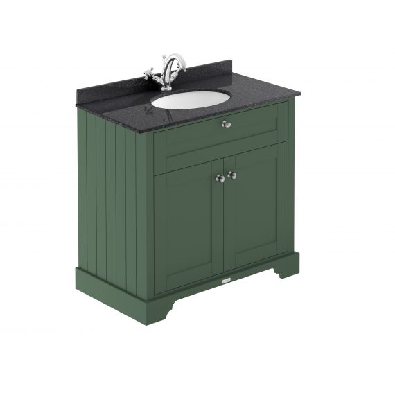 Hudson Reed 800mm Cabinet & Marble Top (1TH) Hunter Green LOF827