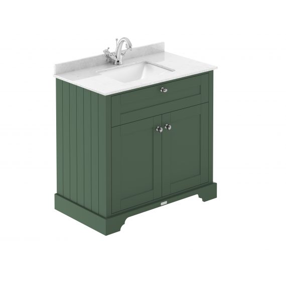 Hudson Reed 800mm Cabinet & Marble Top (1TH) Hunter Green LOF828S