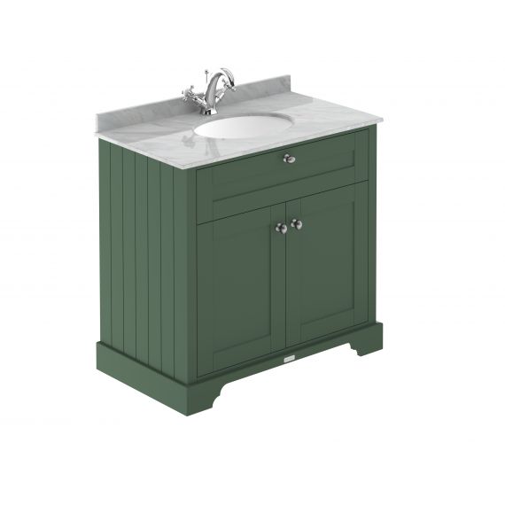 Hudson Reed 800mm Cabinet & Marble Top (1TH) Hunter Green LOF829