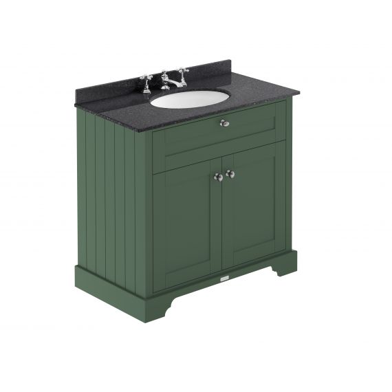 Hudson Reed 800mm Cabinet & Marble Top (3TH) Hunter Green LOF830