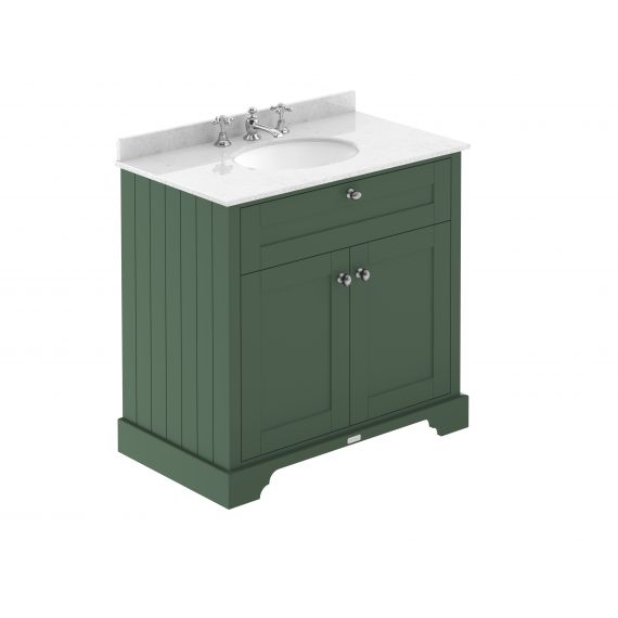 Hudson Reed 800mm Cabinet & Marble Top (3TH) Hunter Green LOF831