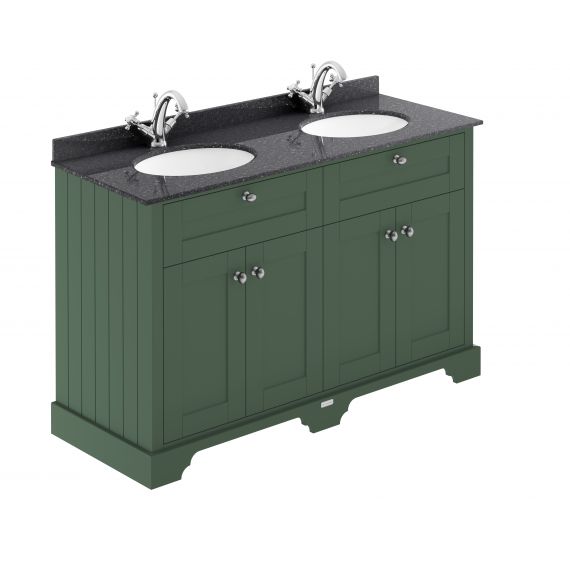 Hudson Reed 1200mm Cabinet & Double Marble Top (1TH) Hunter Green LOF863