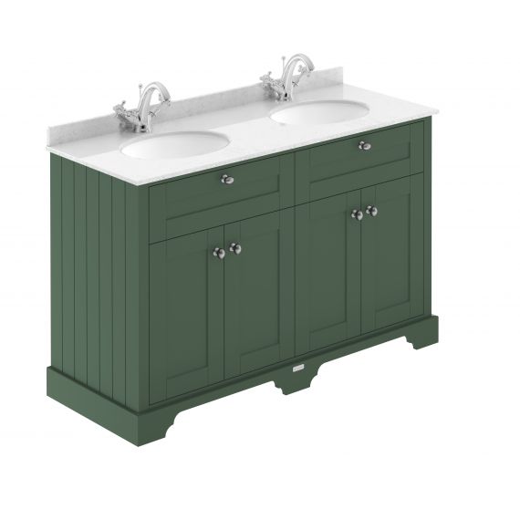 Hudson Reed 1200mm Cabinet & Double Marble Top (1TH) Hunter Green LOF864