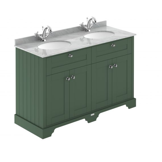 Hudson Reed 1200mm Cabinet & Double Marble Top (1TH) Hunter Green LOF865