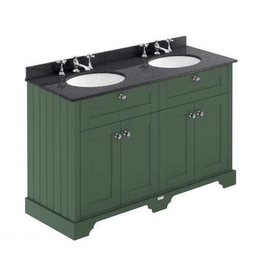 Hudson Reed 1200mm Cabinet & Double Marble Top (3TH) Hunter Green LOF866