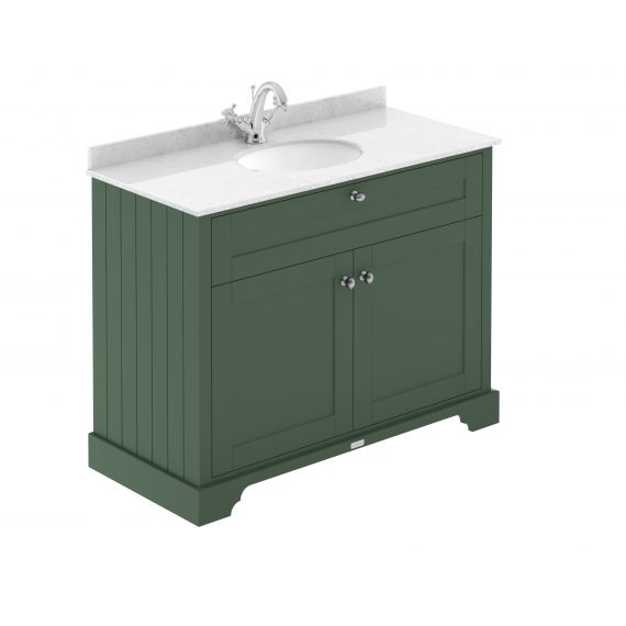 Hudson Reed 1000mm Cabinet & Marble Top (1TH) Hunter Green LOF877