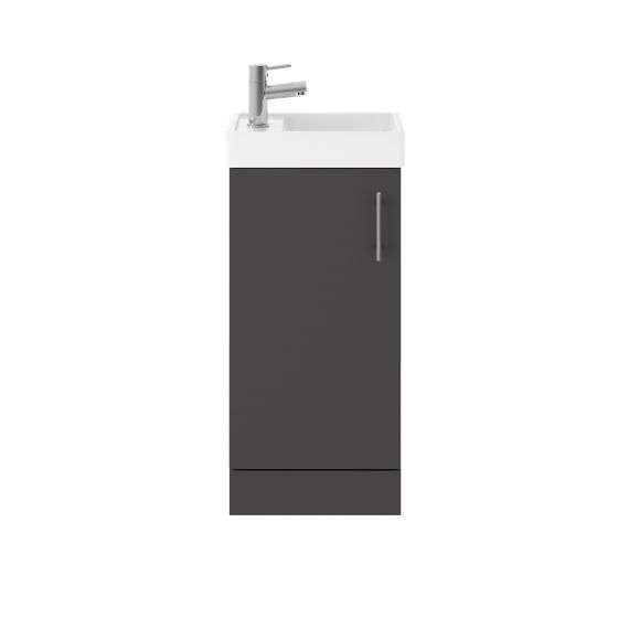 Vault Gloss Grey 400mm Floor Standing Cabinet & Basin 1TH
