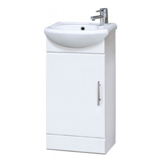 Nuie Cloakroom Gloss White 420mm Cabinet & Basin