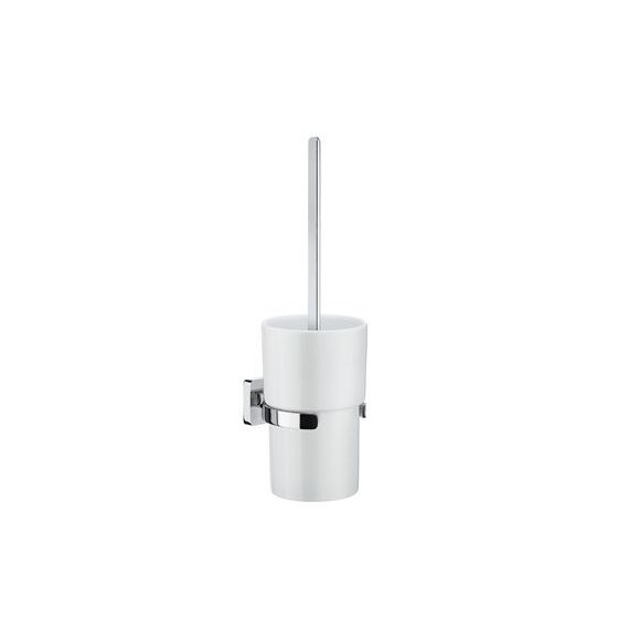 Smedbo Ice Wall Mounted Toilet Brush with Porcelain Container