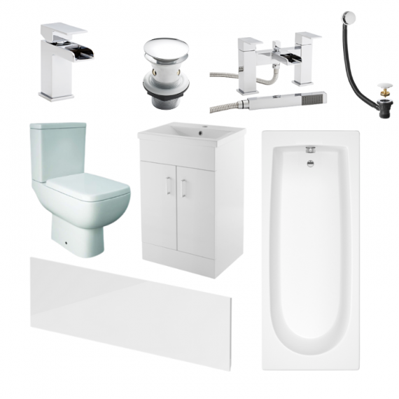 Phase Series 600 Complete Bathroom Suite Package With 1700mm Bath And 500mm Vanity Unit