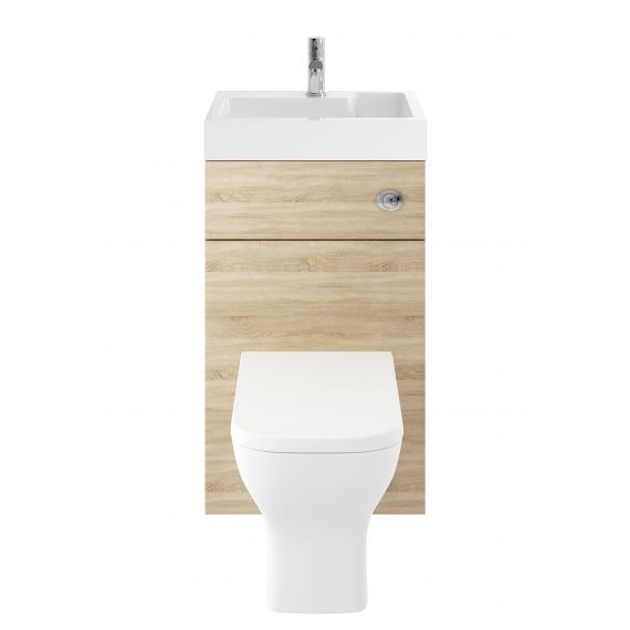 Nuie Athena 2 In 1 Natural Oak 500mm Basin & WC Unit