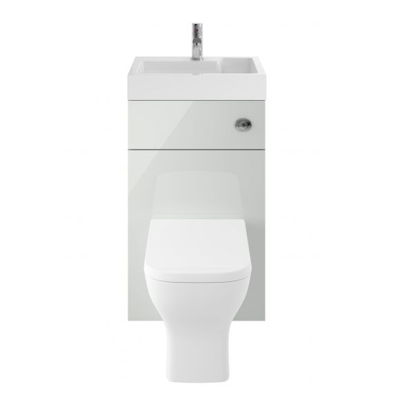 Nuie Athena 2 In 1 Gloss Grey Mist 500mm Basin & WC Unit