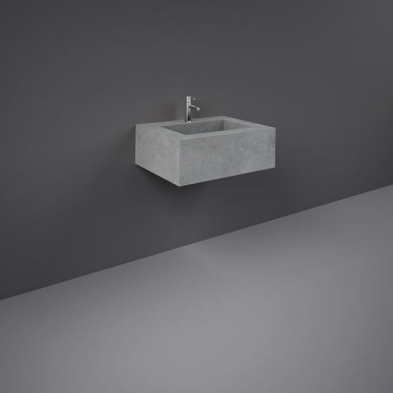 RAK-Precious 600mm Wall Mounted Counter Wash Basin with 0th in Surface XL Cool Grey