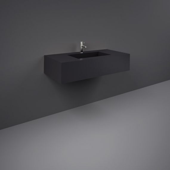 RAK-Precious 1000mm Wall Mounted Counter Wash Basin with 1th in Uni Dark Black