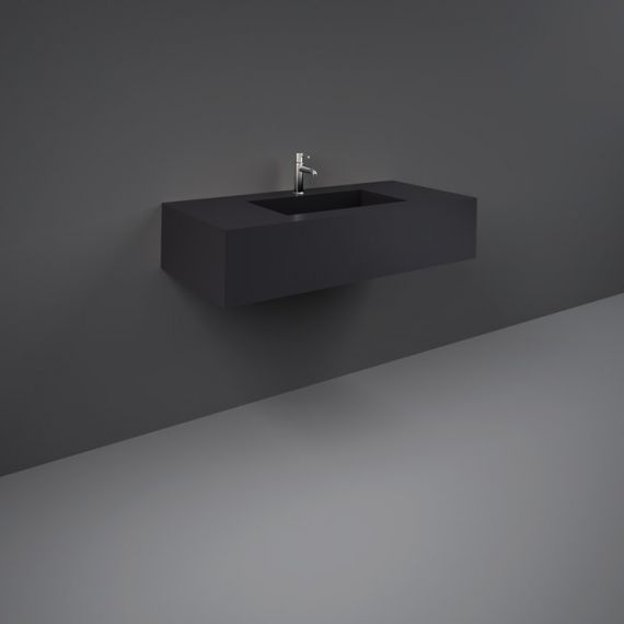 RAK-Precious 1000mm Wall Mounted Counter Wash Basin with 0th in Uni Dark Black