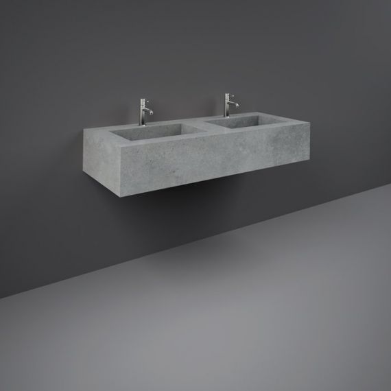 RAK-Precious 1200mm Wall Mounted Counter Wash Basin with 0th in Surface  XL Cool Grey