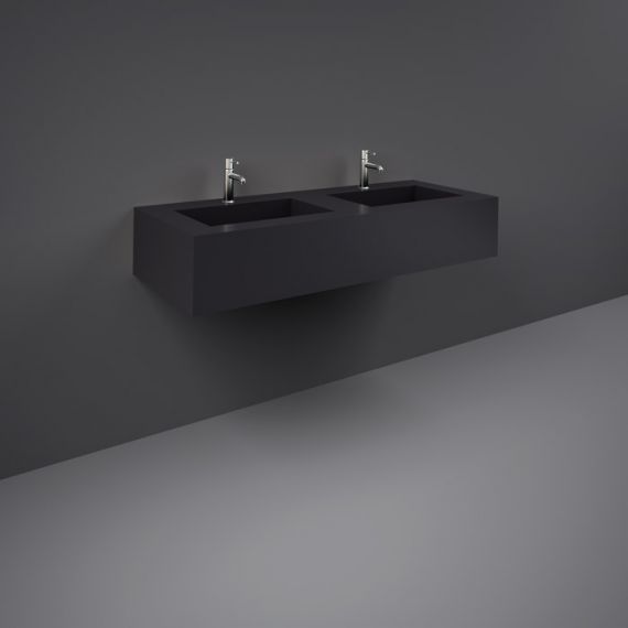 RAK-Precious 1200mm Wall Mounted Counter Wash Basin with 1th in Uni Dark Black