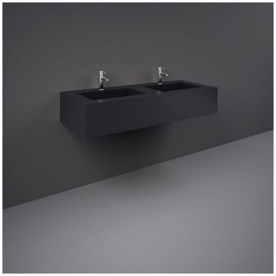 RAK-Precious 1200mm Wall Mounted Counter Wash Basin with 0th in Uni Dark Black
