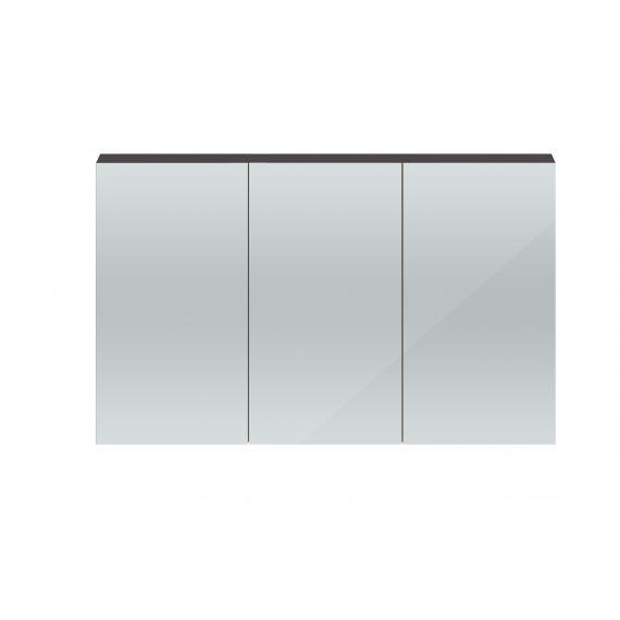 Hudson Reed Quartet Gloss Grey 1350mm Mirror Cabinet