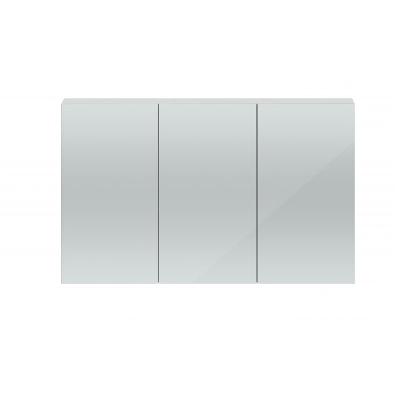 Hudson Reed Quartet Gloss Grey Mist 1350mm Mirror Cabinet
