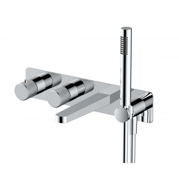 RAK-Amalfi Horizontal Dual Outlet Thermostatic Concealed Shower Valve with Handset and bath spout in Chrome