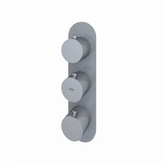 RAK-Feeling Round Dual Outlet Thermostatic Concealed Shower Valve in Grey