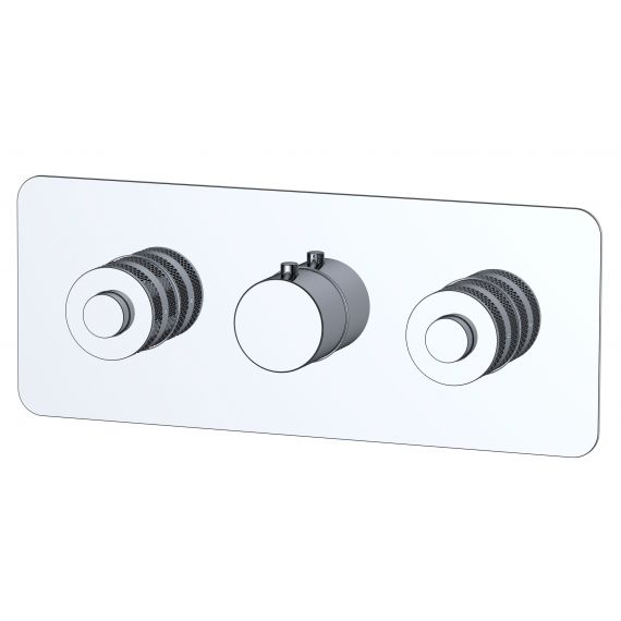 RAK-Prima Tech Dual Outlet Concealed Thermostatic Shower Valve with Back Plate (Horizontal)