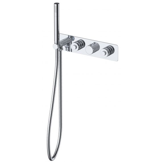 RAK-Prima Tech Dual Outlet Concealed Thermostatic Shower with Hand Shower and Back Plate (Horizontal)