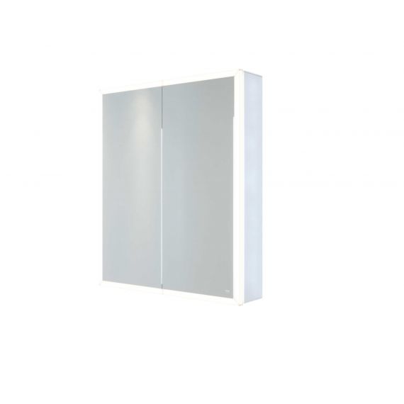 RAK-Pisces 600x700 LED Illuminated Mirrored Cabinet with demister,shavers socket and infra red switch