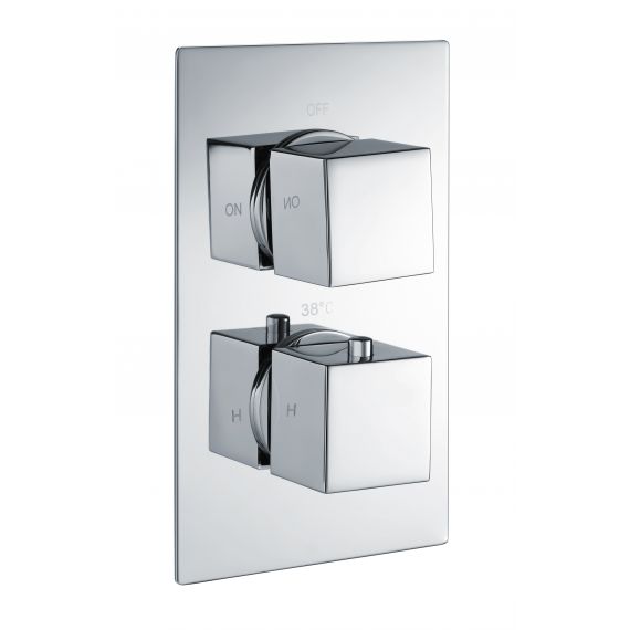 Square Single Outlet, 2 Handle Thermostatic Concealed Shower Valve