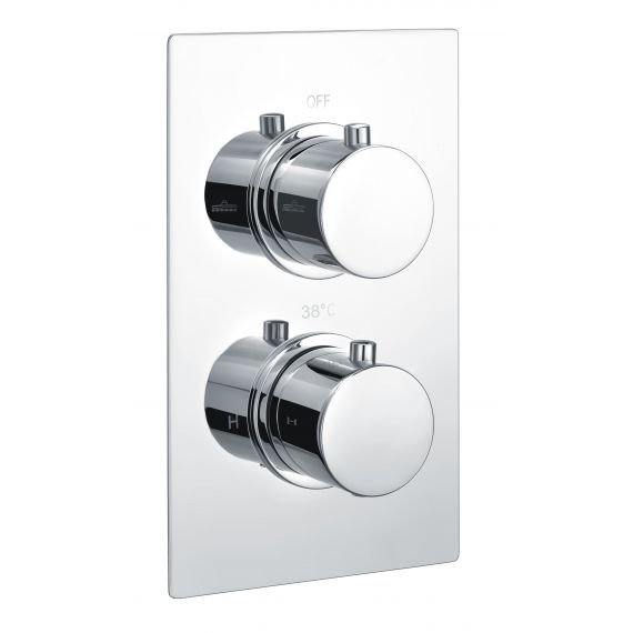 Round Dual Outlet, 2 Handle Thermostatic Concealed Shower Valve