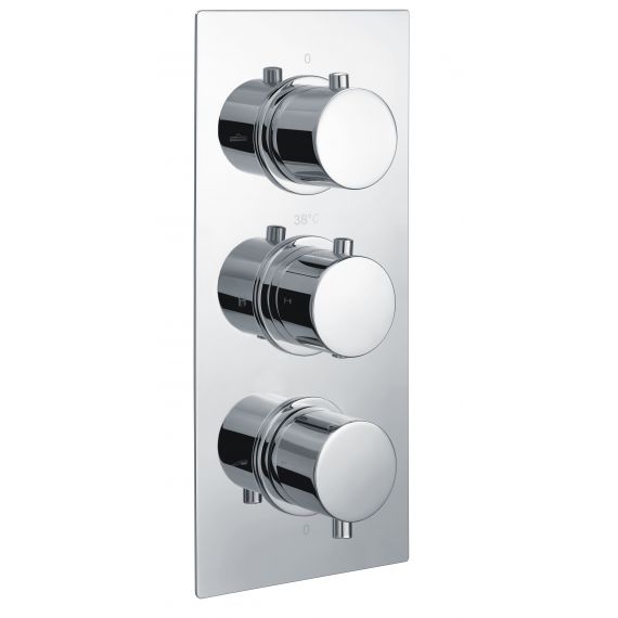 Round Dual Outlet, 3 Handle Thermostatic Concealed Shower Valve