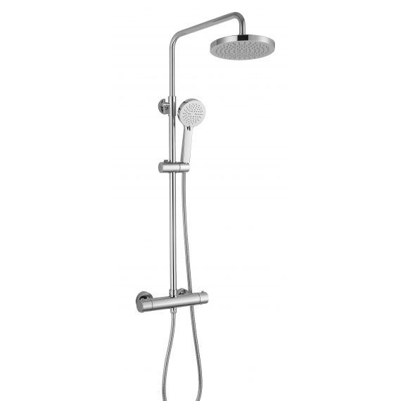 Cool Touch Round Thermostatic Shower Column with Fixed Head and Shower Kit (WRAS)