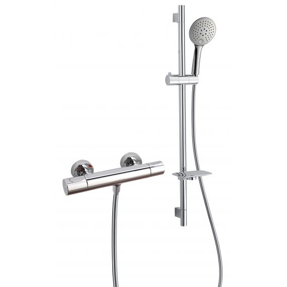 Cool Touch Round Exposed Thermostatic Shower Valve with Slide Rail Kit (WRAS)