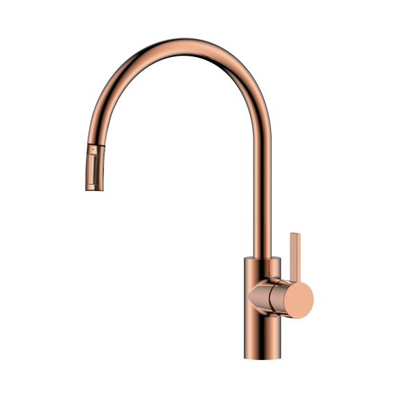 Just Taps VOS Rose Gold Lever Kitchen Sink Mixer Tap With Pull Out Spout RG127