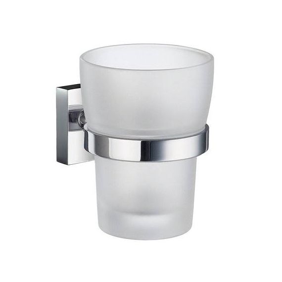 Smedbo House Polished Chrome Holder with Frosted Glass Tumbler RK343