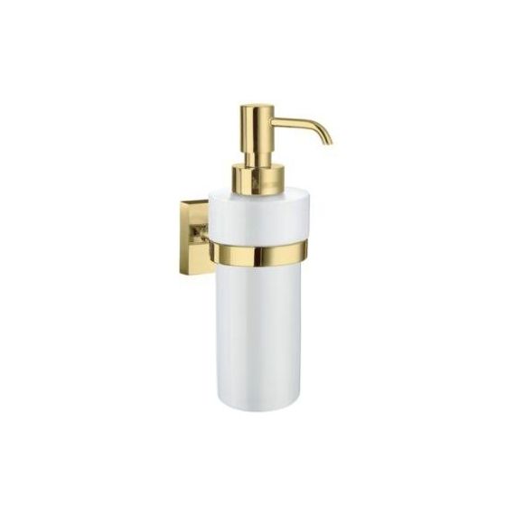 Smedbo House Porcelain Soap Dispenser with Polished Brass Holde
