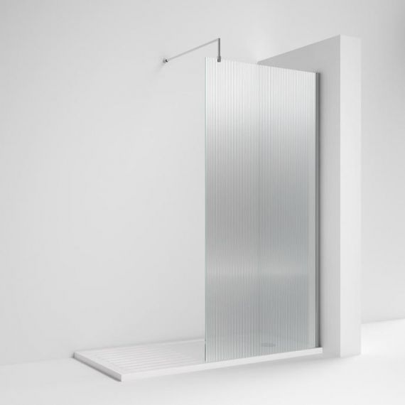 Scudo S8 8mm Fluted Glass Wetroom Panel 800mm with Chrome Profile S8-FLUTE800