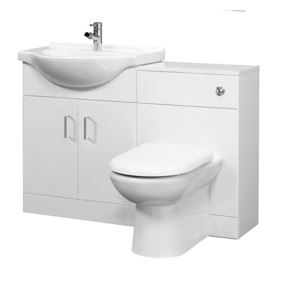 Saturn Gloss White Furniture Pack with Round Basin