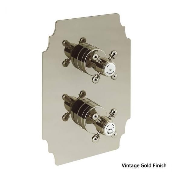 Heritage Hartlebury Recessed Thermostatic Vintage Gold Shower Valve with 2 Outlets SHDA03