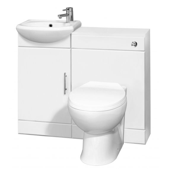 Nuie Sienna Cloakroom Pack With Tap Gloss White 