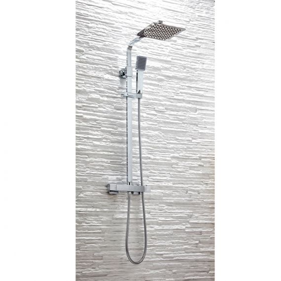 Scudo Elliot Chrome Square Rigid Riser Shower Set