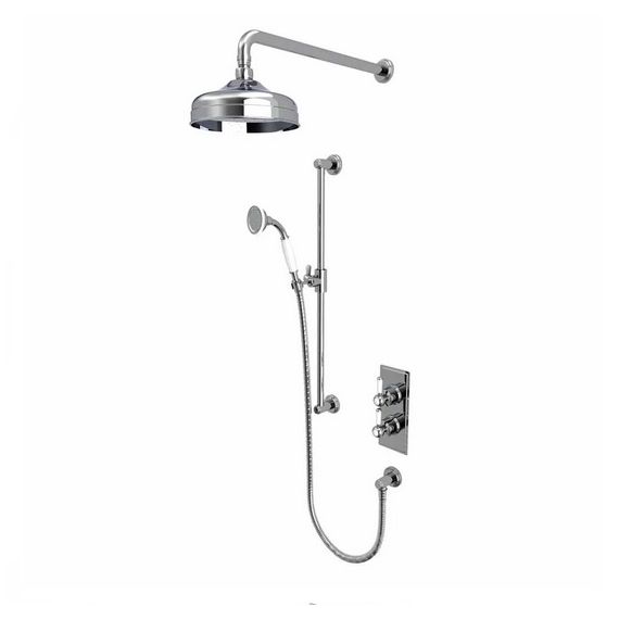 Tavistock Lansdown Dual Function Shower System with Riser Kit and Overhead Shower - Chrome - SLD1601