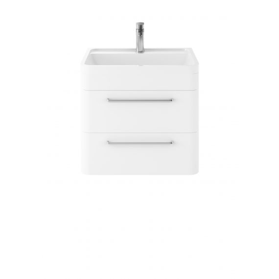 Hudson Reed Solar Pure White Wall Hung 600mm Cabinet & Basin