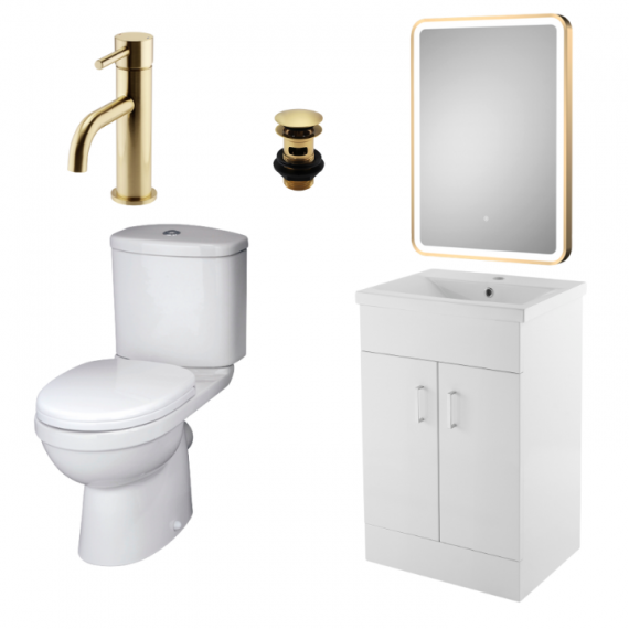 Status Ivo Brushed Brass Furniture Suite With Mirror Package 500mm
