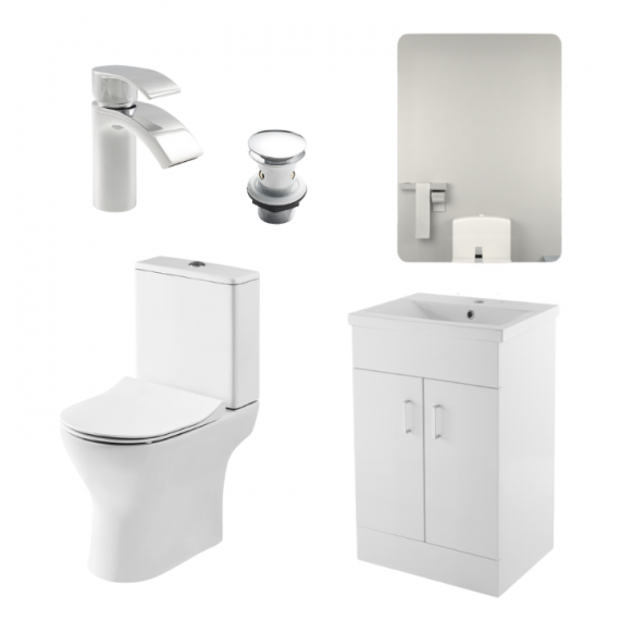 Status Round Complete Bathroom Suite Package With 1400mm And 600mm Vanity Unit With Mirror
