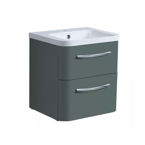 Roper Rhodes 500mm System Wall Mounted Double Drawer Unit - Juniper Green - SYS500D.JNP