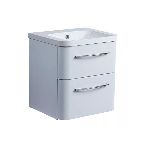 Roper Rhodes 500mm System Wall Mounted Double Drawer Unit - Gloss Light Grey - SYS500D.LG